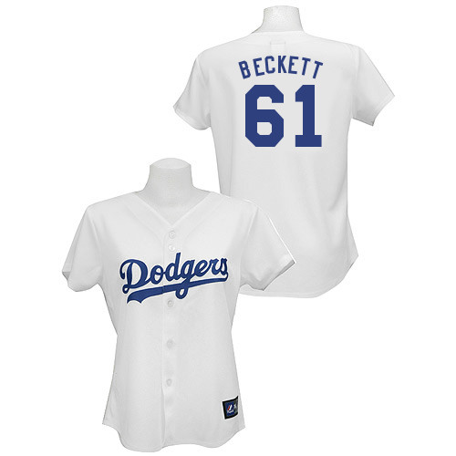 Josh Beckett #61 mlb Jersey-L A Dodgers Women's Authentic Home White Baseball Jersey